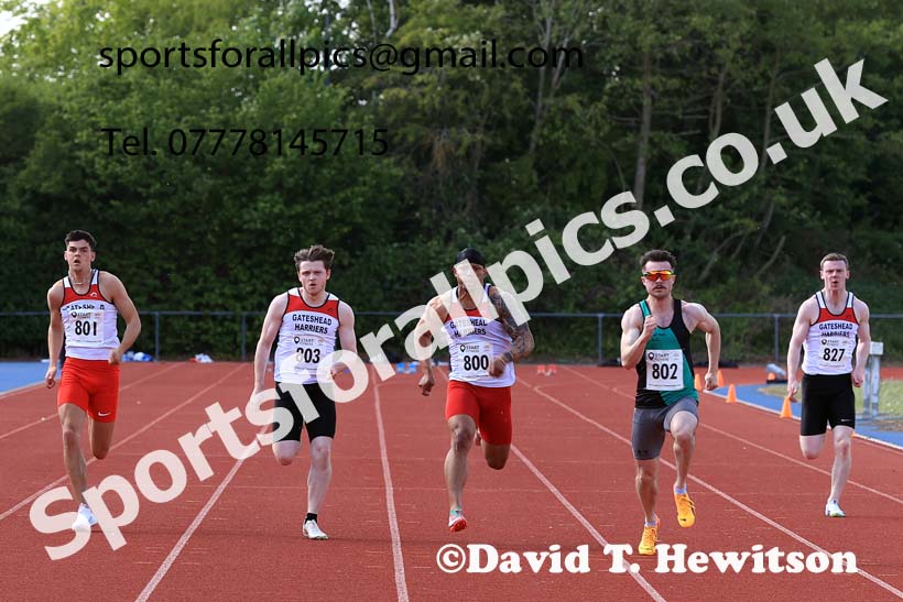 Senior mens 100 metres, 2025 North Eastern Track and Field Champs., Shildon, County Durham. Photo: David T. Hewitson/Sports for All Pics